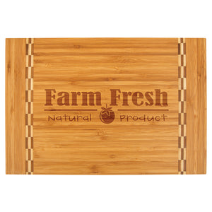 Bamboo Cutting Board with Butcher Block Inlay