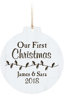 Light Faux White Wood Ornament